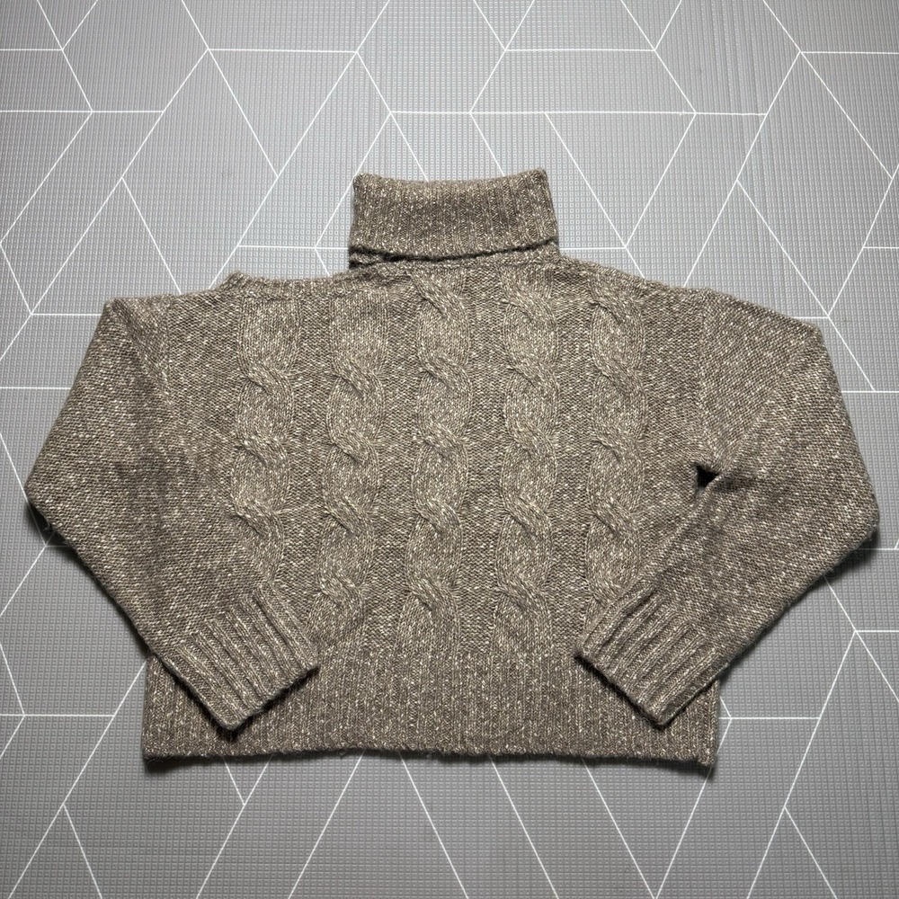 Veronica Beard Selleck Cutout Turtleneck Sweater XL Camel Brown Alpaca Wool - Picture 2 of 7